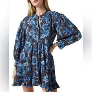 Floral Blue and Brown Dress